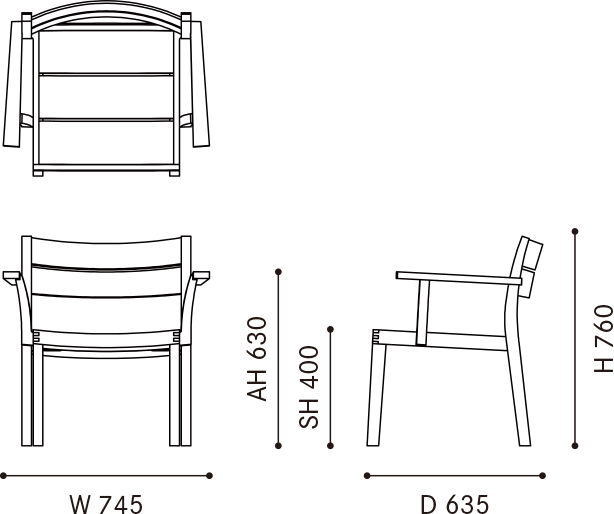 WK Lounge chair 01｜三面図