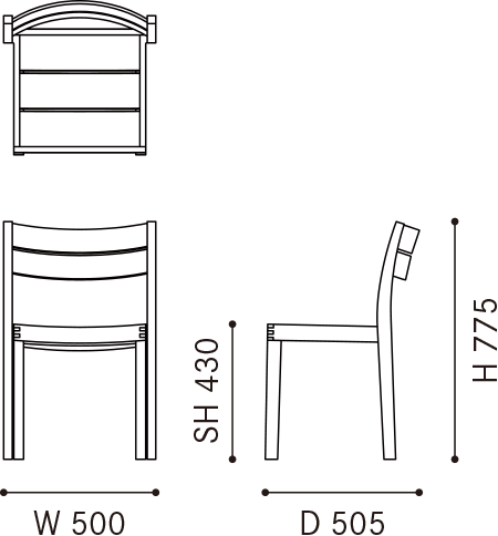 WK Chair 01｜三面図